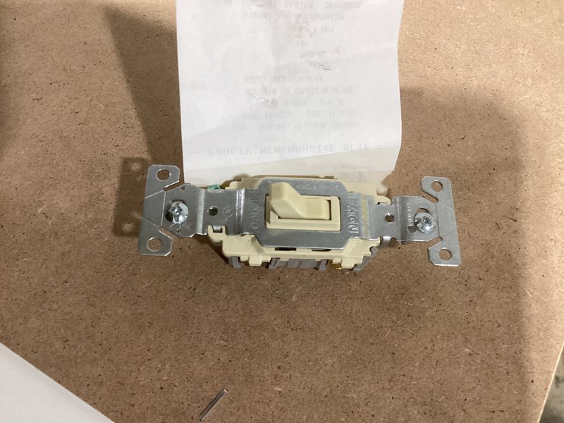 Condition photo showing As Is for eaton 15-amp 3-way toggle light switch , ivory