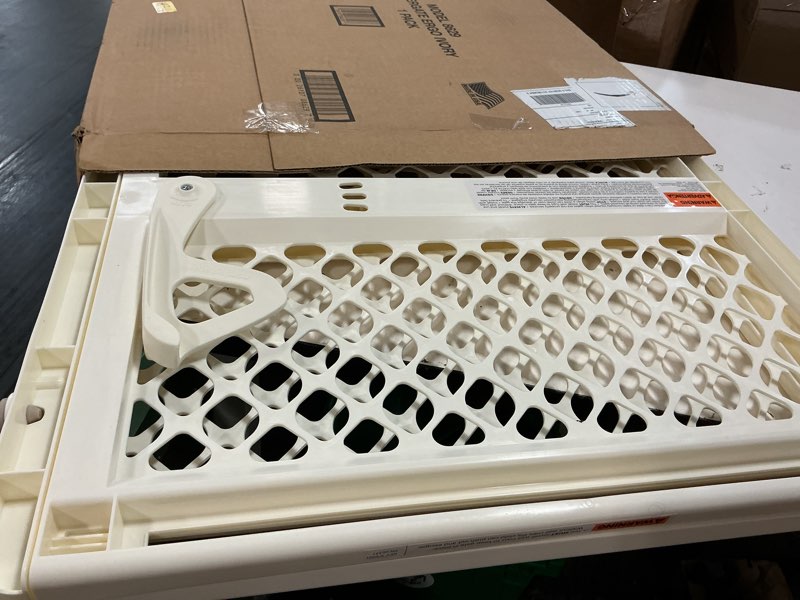 Condition photo showing Good Condition for toddleroo by north states - supergate ergo baby gate: plastic baby gate for stairs & doorways - adjustable indoor safety gate - made in usa - 26 to 42 inches wide - 26 inches tall - ivory