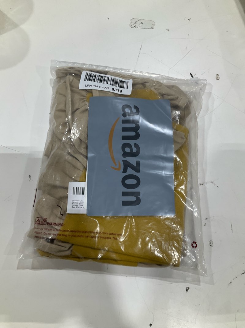 Condition photo showing New/Like New for patdrea yellow shabby chic decorative throw pillow covers 12x20 set of 2,farmhouse linen pillow covers with ruffles,rectangle sturdy throw pillow case for couch sofa bed living room coomburg yellow 20" x 12" (pack of 2)