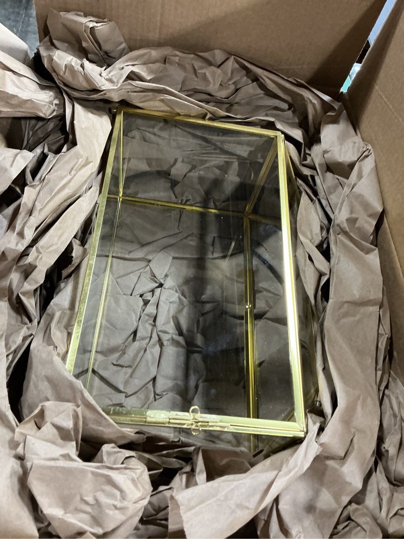 Condition photo showing Good Condition for NCYP 12.6" x 5.9" x 9" Wedding Cards Box with Slot and Lock, Glass Card Holder for Party Reception, Centerpiece, Home Decorative, Gold (Glass Box Only) Slot Length 7.3 Inches 12.6 x 5.9 x 9 inches Gold