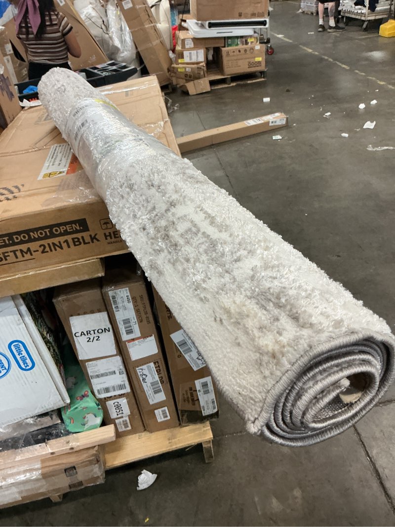 Condition photo showing As Is for mainstays 5x7 neutral shiny abstract indoor area rug