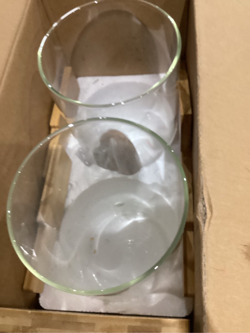 Condition photo showing Good Condition for 1.5 Gallon 2 PACK Glass Drink dispenser, Beverage Dispenser With Wood Stand, Lemonade Dispenser with Airtight Valve and Stainless Steel Spigot,Drink Dispenser for Parties 2PACK 1.5 Gallon