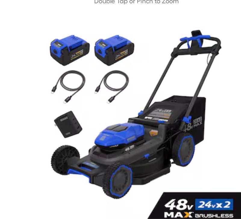 kobalt 48v max (24vx2) 21-in push mower kit, (2) 5.0ah batteries and charger included