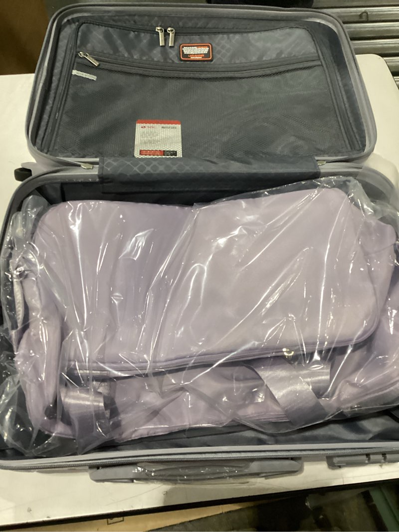 Condition photo showing Good Condition for Similar to stock photo LARVENDER Luggage Sets 3 Piece with Duffel Bag Hardside PP carry on suitcase with 360° Spinner Wheels TSA Lock for Men Women, Purple Lavender-20inch 3 Piece Set(20inch)