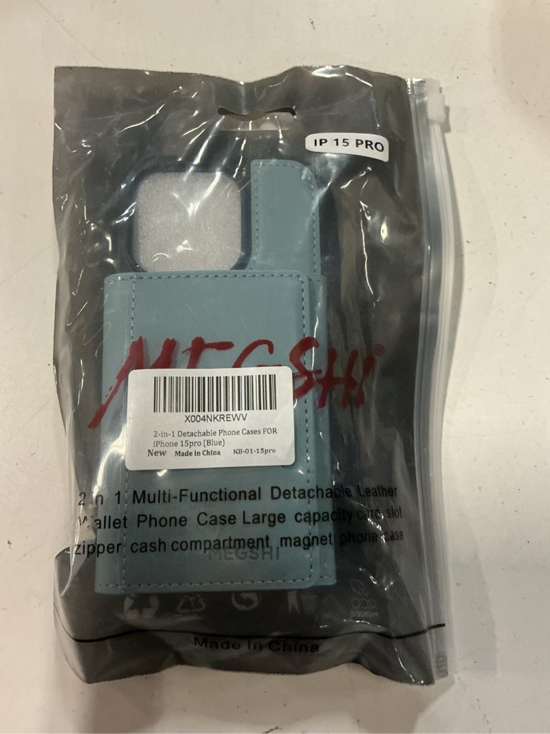 Condition photo showing New/Like New for for iPhone 15 pro Wallet Case, 2-in-1 Detachable Phone Case, Card Holder RFID Blocking, Fashionable Faux Leather Card Slot & Folding Design (Blue 6.1'') Blue iPhone 15pro