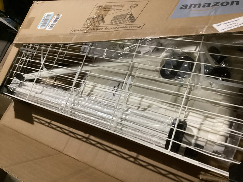 Condition photo showing Good Condition for P6C Rolling Clothes Rack with Cover, Covered Clothing Racks Heavy Duty, Portable Closet for Hanging Clothes, Garment Racks on Wheels, White Closet Rack with White Cover, Max Load 365LBS White Rack with White Cover P6C