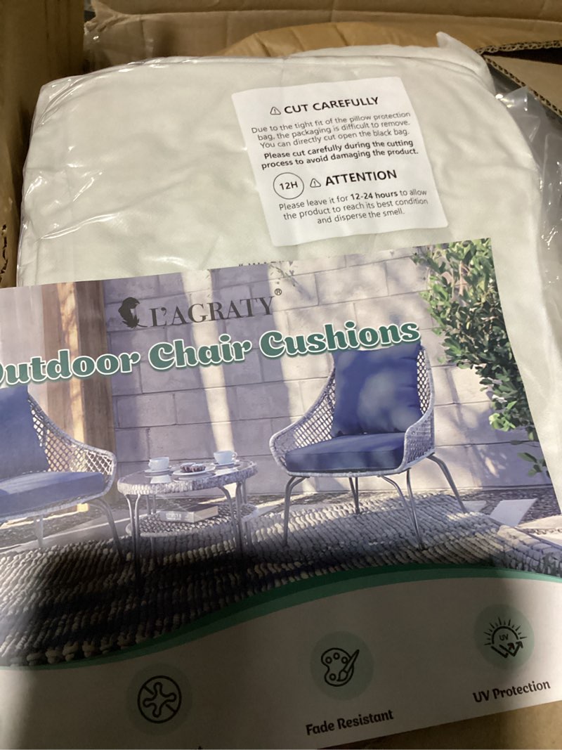 Condition photo showing New/Like New for (similar to) outdoor chair cushions set of 4 for outdoor patio furniture, waterproof patio seat cushions with handle & ties, 3 year color fastness square garden sofa couch pads, 19\" x 19\" x 3\", navy blue navy blue 19 x 19 x 3 in - 4