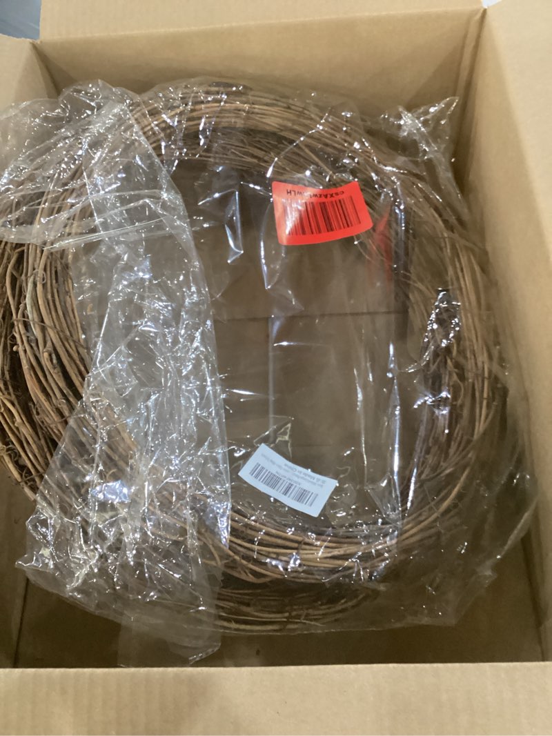 Condition photo showing Good Condition for 2pcs 16inch large natural grapevine wreath rings rattan vine branch wreath hoop for diy craft christmas easter holiday decoration seasonal decors (2pcs 40cm/16inch)