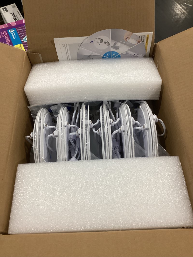 Condition photo showing Good Condition for Ensenior 12 Pack 6 Inch LED Recessed Ceiling Light, Dimmable, 2700K-5000K 5CCT, 1200LM 12W 120V, High Brightness Canless Wafer Downlight - ETL&FCC&IC 6 inch 2700k/3000k/3500k/4000k/5000k - 5cct White