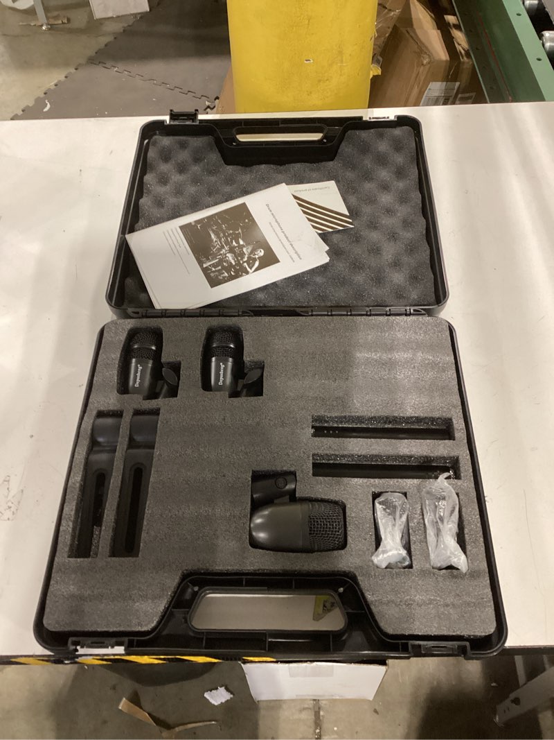 Condition photo showing Good Condition for Depusheng 5-Piece Wired Dynamic Drum Mic Kit (Whole Metal) Kick Bass, Tom/Snare & Cymbals Microphone-Use for Drums, Vocal, Other Instrument Complete with Thread Clip 7 On Stage Audio Cables 5-piece set
