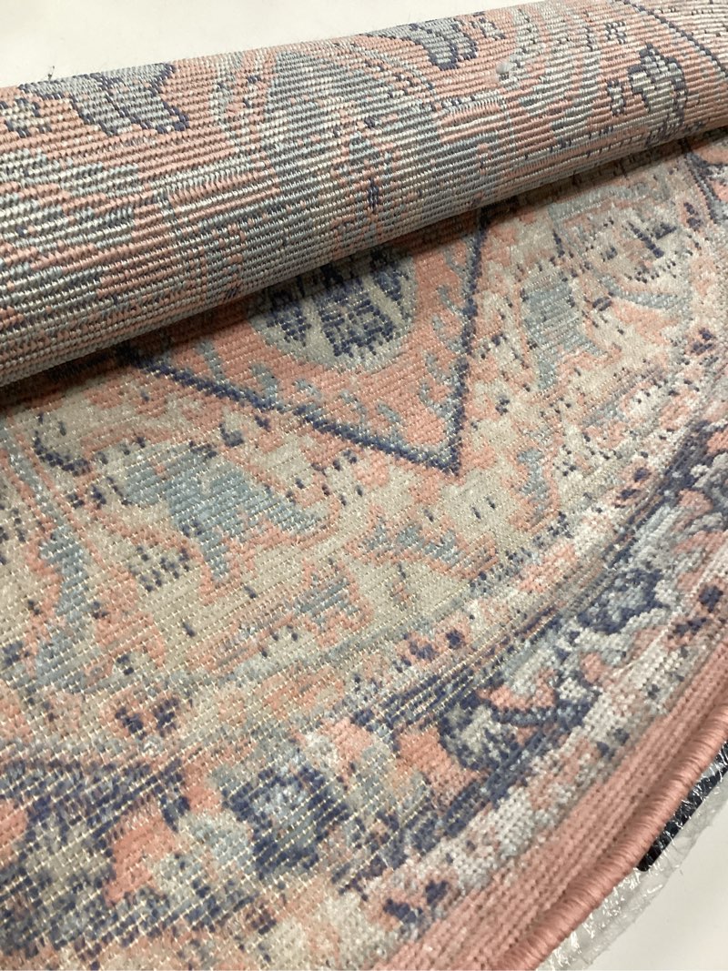 Condition photo showing As Is for Rugs.com Whitney Collection Rug – 3' x 5' 3 Oval Powder Pink Low Rug Perfect for Living Rooms, Large Dining Rooms, Open Floorplans 3' x 5'3" (Oval) Powder Pink