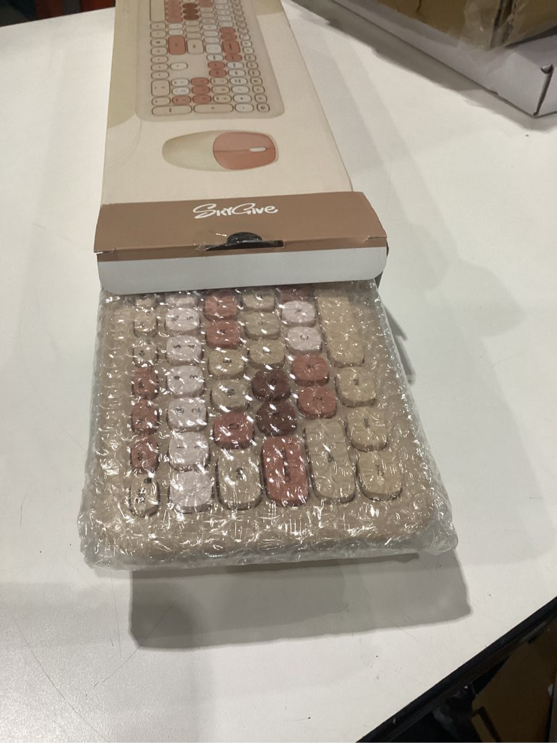 Condition photo showing New/Like New for Wireless Keyboard and Mouse Combo, Colorful Ergonomic Full Size Retro Low-Noise Keyboard with Cute keycaps, Compatible with Windows, PC, Perfer for Home and Office Keyboards (Brown)