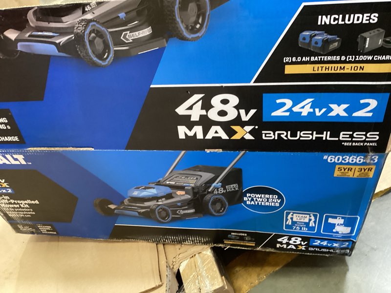 kobalt 48v max self-propelled mower extended runtime