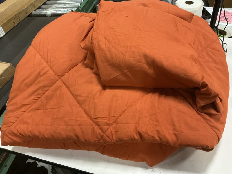 Condition photo showing Good Condition for CozyLux King Size Comforter Set Burnt Orange - 7 Pieces Bed in a Bag King, Luxury Soft Bed Set for All Seasons, Bedding Set with Down Alternative Comforter, Sheets, Pillowcases & Shams, Terracotta Burnt Orange King