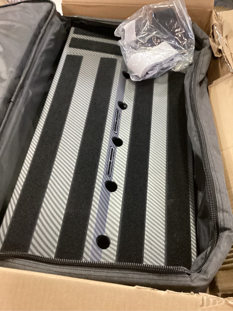 Condition photo showing Good Condition for LEKATO Guitar Pedal Board, Pedal Board 22"x11"x2.8", Guitar Effects Pedalboard, Built-in Compartment for Power Supply, Pedalboard with Carry Bag and Mounting Tape 22"x11"x2.8" (CF)