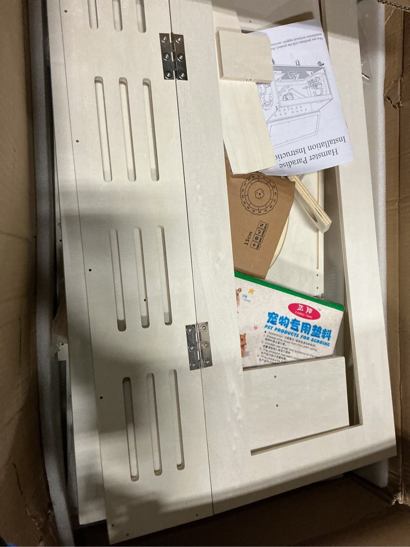 Condition photo showing Good Condition for Hamster Cage Large 32 inch Guinea Pig Cages Hamster Cages Enclosure and Habitats Mice Rat Cage with Platform Openable Top Acrylic Sheets Wooden Chewproof Small Animal Cage for Hedgehog Mouse Gerbil