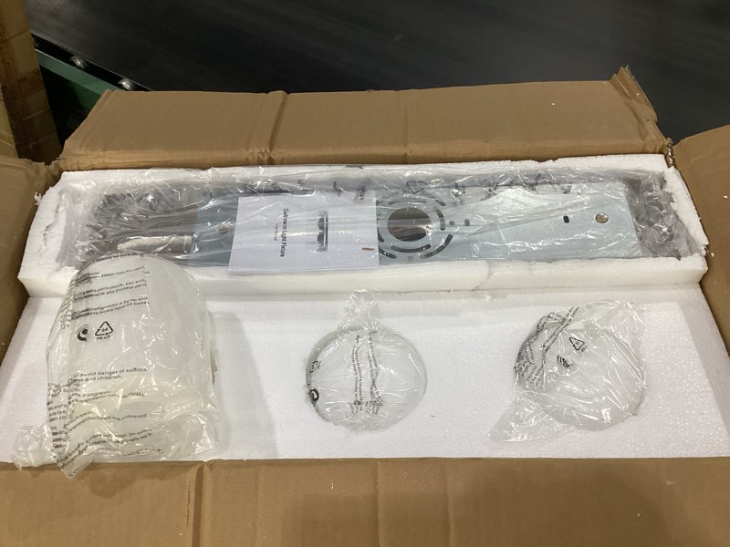 Condition photo showing New/Like New for partphoner - bathroom vanity light fixture - over mirror - modern glass shade - brushed nickel, e26 base, 3-light ?brushed nickel-3-light only