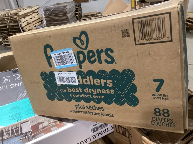 Condition photo showing Good Condition for pampers swaddlers diapers, size 7 (26-50 lbs), 88 count, absorbent, keeps baby dry and comfortable, skin safe disposable baby diaper (packaging may vary) size 7 88