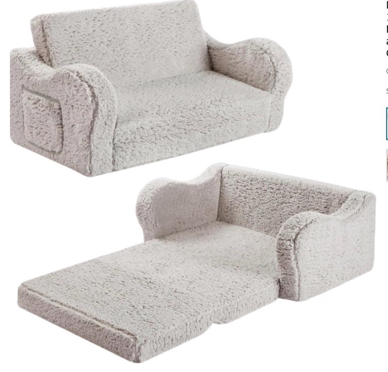 momcaywex kids sofa, 2-in-1 flip-out foam couch, soft play lounge chair for toddlers and children, e