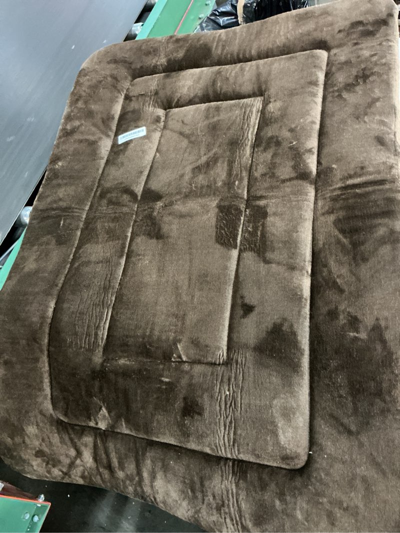 Condition photo showing Good Condition for JoicyCo Dog Bed Soft Dog Crate Bed Pad Mat, 42 in Non Slip Bottom Washable Beds for Large Dogs, Pet Bed Mattress Kennel Pad, Dark Brown 42.0"L x 28.0"W x 1.2"Th Dark Brown