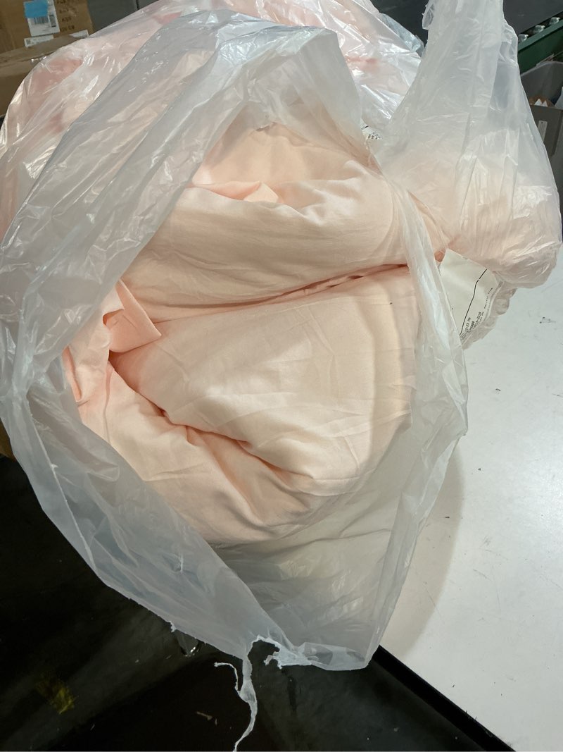 Condition photo showing As Is for bedsure king comforter set, blush pink soft prewashed bedding for all seasons, 3 pieces gentlesoft™ bed set, 1 lightweight comforter (104"x90") and 2 pillowcases (20"x36") king(104"x90") 19 - blush pink