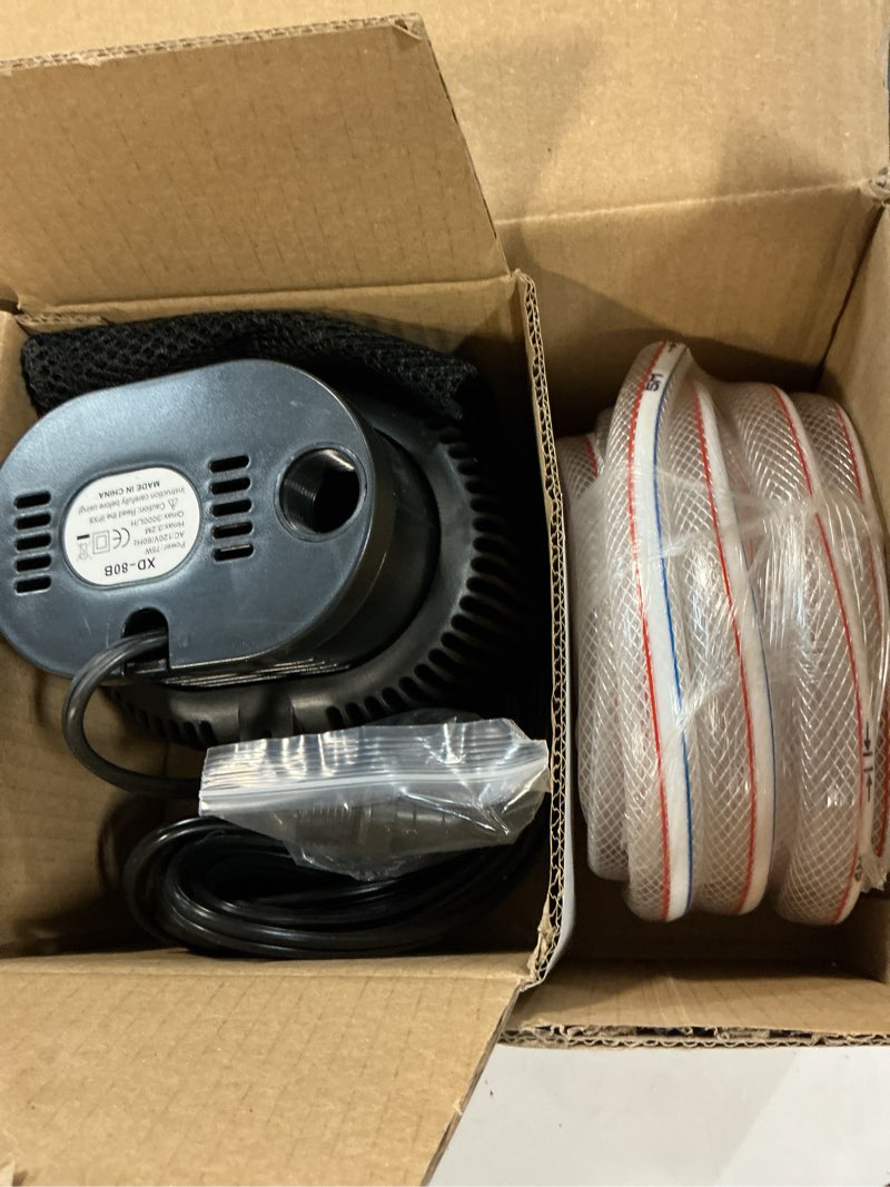 Condition photo showing New/Like New for agiiman 850gph pool cover pump, submersible sump pump above ground | 16ft drain hose, 25ft power cord, 3 adapters, compact design, fast water removal for pool covers and above ground pools