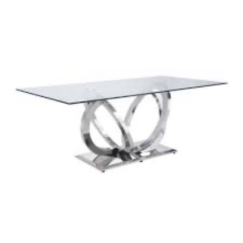 Lorelle 79\" Pedestal Dining Table, Modern Glass Kitchen Table, Kitche