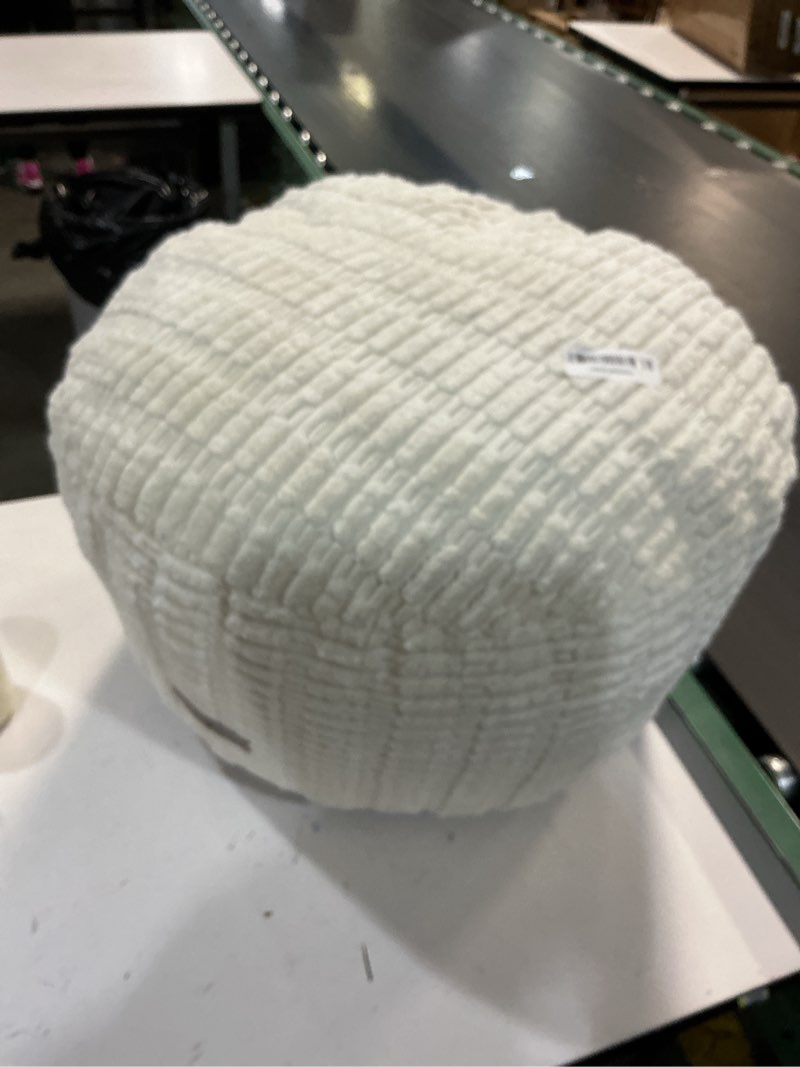 Condition photo showing New/Like New for HIGOGOGO Pouf Ottoman Stuffed Round Modern Foam Filled Foot Rest Poufs for Living Room Chair Decorative 20 X 15 Inches Boho Relax Stool for Wedding Christmas Party, Beige Beige 20 Inch