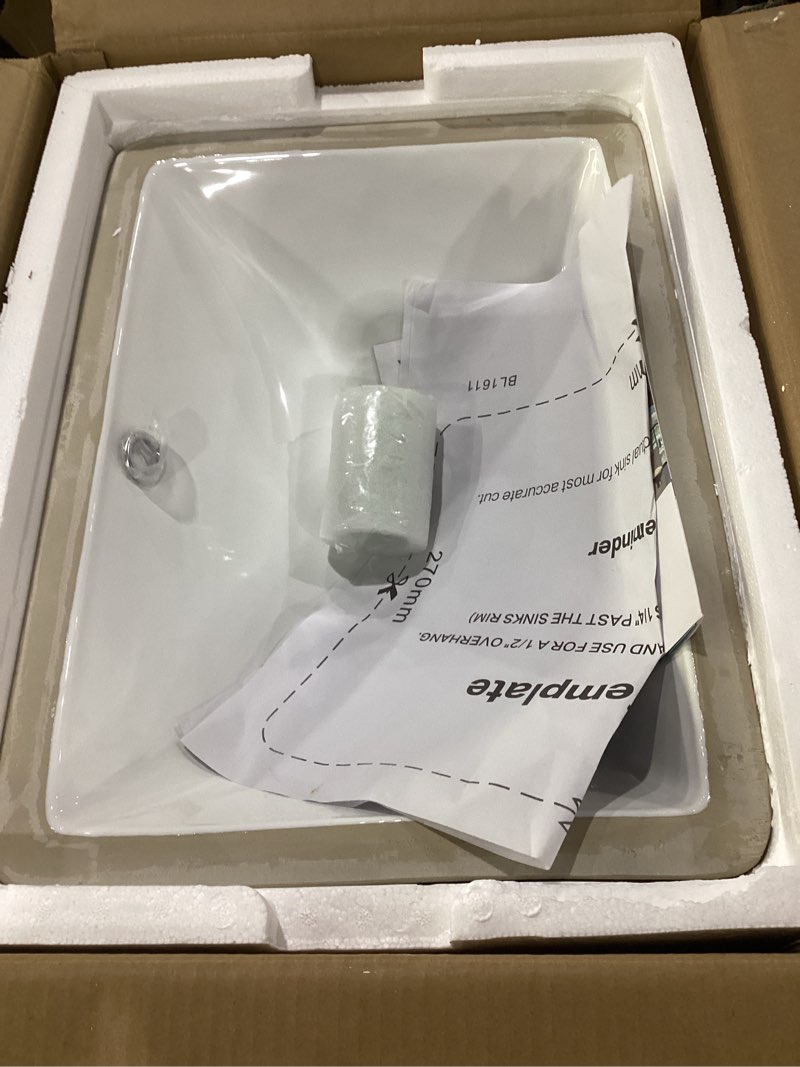 Condition photo showing Good Condition for undermount bathroom sink rectangle, hugsleek interior bowl size 16 x 11 inch white porcelain ceramic vessel sink under counter exterior size 18x13in rectangular bath sink basin lavatory fireclay 16"x 11-1/5" white undermount