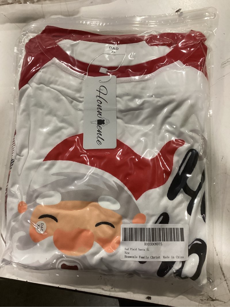 Condition photo showing item condition for Honwenle Family Christmas Pajamas Matching Sets Soft Long Sleeve Family Christmas Pjs Sleepwear Holiday Lounge Set Men X-Large Red Plaid Santa Hohoho