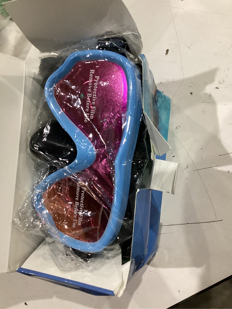 Condition photo showing Good Condition for cooloo 2 packs kids goggles with nose cover, 180° wide view swimming goggles for kids 4-16, no more hair snags anti-fog no-leak snorkel mask for boys girls youth b/blue&black+green&black/mirrored lens