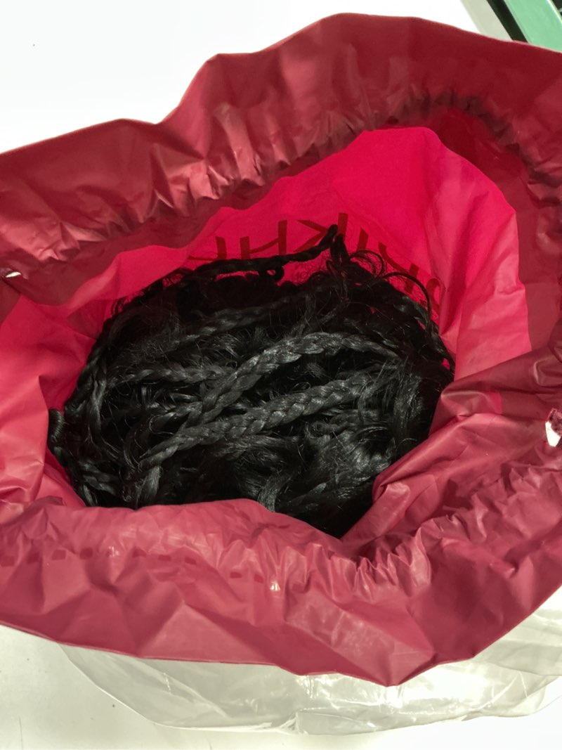 Condition photo showing As Is for 10 Packs Boho Crochet Braids Close to Human Hair Mix Protein Fiber 24 Inch Goddess Box Braids Crochet Hair Pre Looped Bohemian Box Braid with Curly Ends for Women Hair Extensions 1B 24 Inch 1B