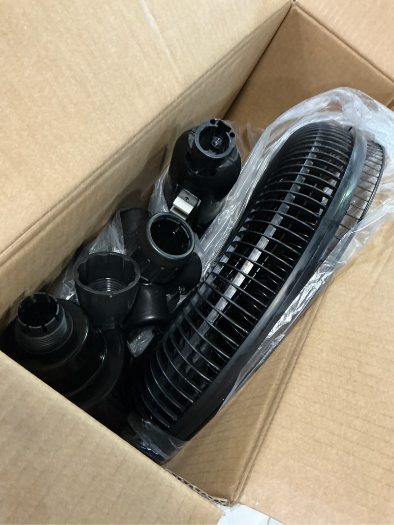 Condition photo showing As Is for Comfort Zone 16-Inch Oscillating Pedestal Fan, 3-Speed High-Velocity Cooling, Adjustable Height & Tilt, Quad-Pod Folding Base, Black – ETL Listed Black 16"