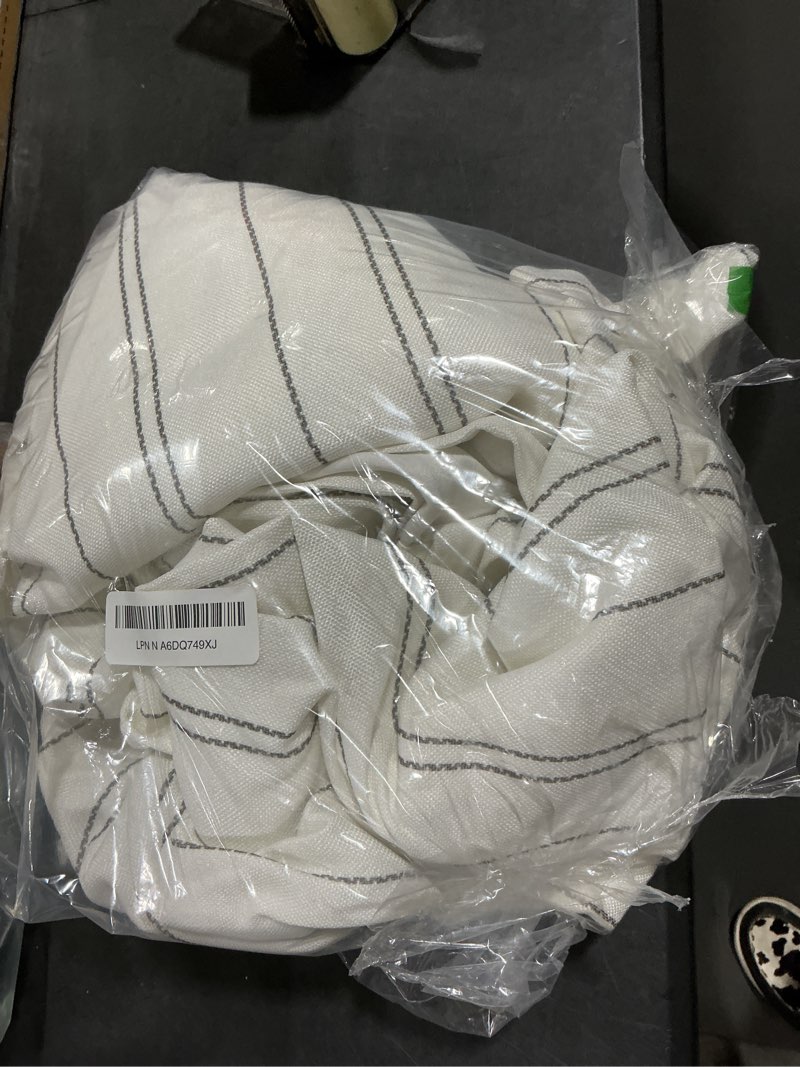 Condition photo showing item condition for jinchan White Curtains Grey Striped Curtains 84 Inch Length for Living Room Bedroom Window Treatment Modern Linen Look Ticking Stripe Pinstripe Privacy Light Filtering Back Tab Rod Pocket 2 Panels 52"W x 84"L (Pack of 2) Chalk Striped | Grey