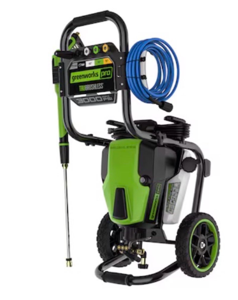 greenworks pro 3000-psi 2.0-gpm cold water electric pressure washer with 5 spray tips