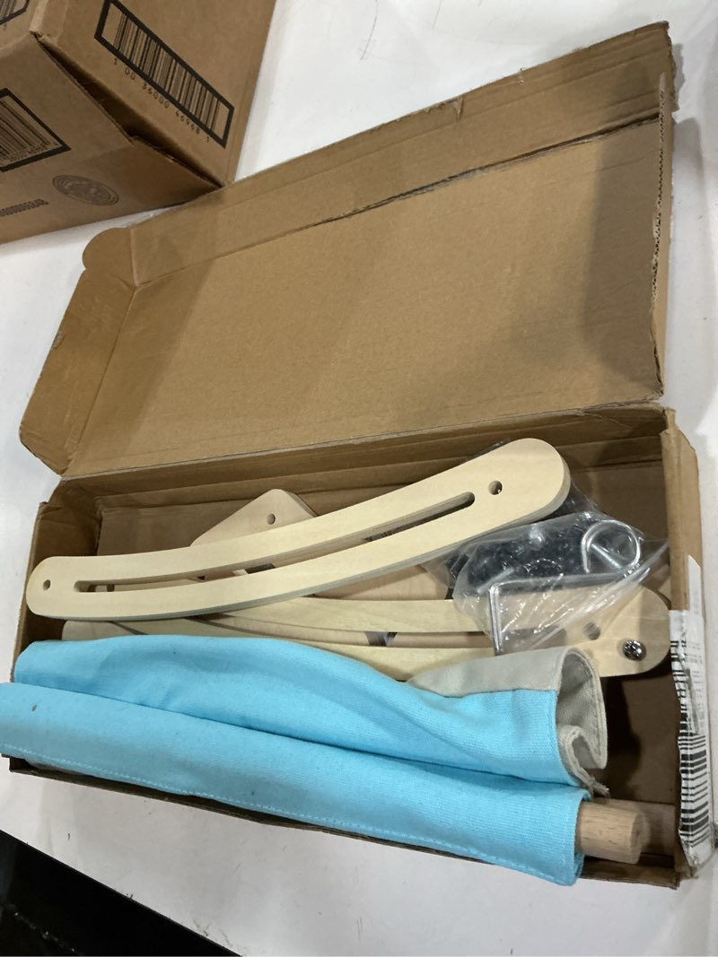 Condition photo showing New/Like New for cat window perch, no screws easy to adjust & assemble, adjust wooden seat for kitten bedside windowsill, wooden cats furniture gray blue