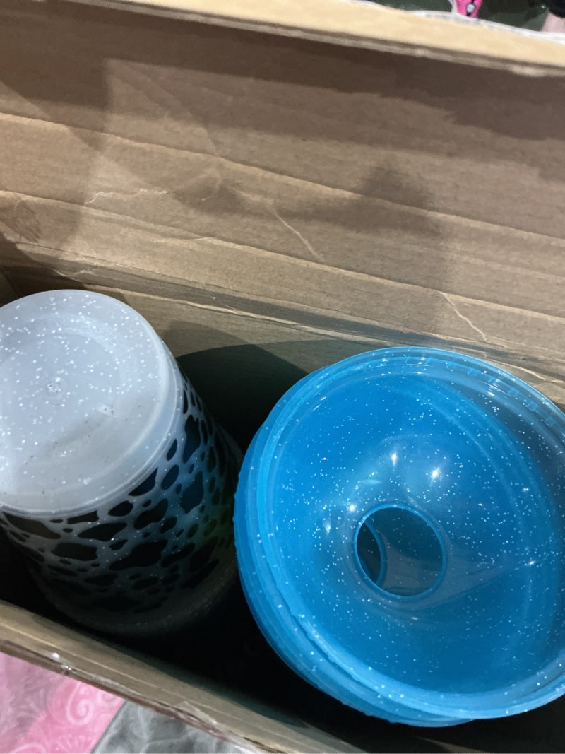 Condition photo showing Good Condition for 24 pcs cartoon cups 16 oz reusable cartoon tale cups with straws and lids cow blue white clouds plastic drinks supplies for baby shower decorations birthday party favor