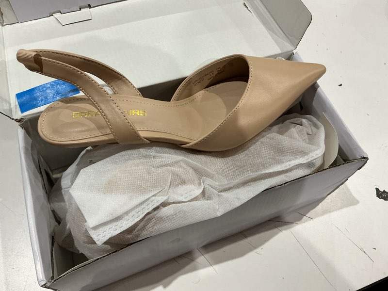 Condition photo showing Good Condition for dream pairs women's slingback lace up kitten low heel closed toe ankle strap heels pointed toe strappy pumps shoes party wedding dress shoes 6 nude