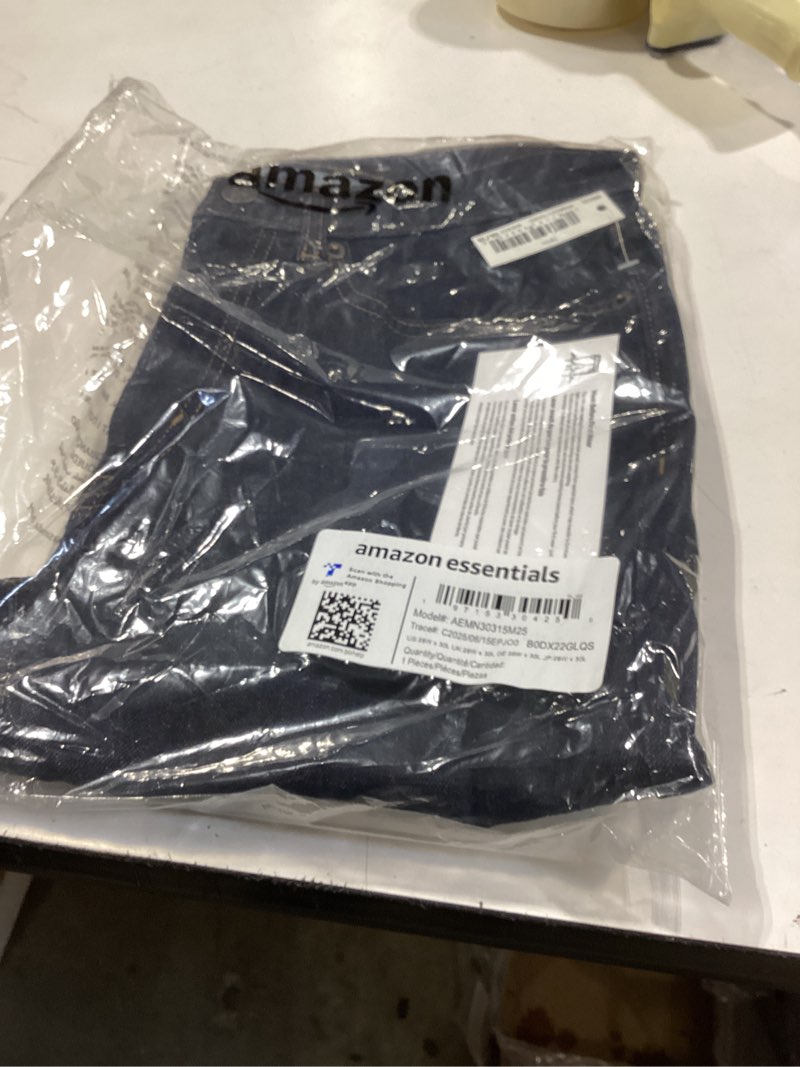 Condition photo showing As Is for Amazon Essentials Men's Medium Stretch Skinny-Fit Jeans 28W x 30L Rinse