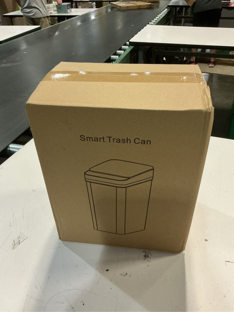Condition photo showing New/Like New for yatmung 4 gallons bathroom trash can automatic touchless - 15.5 liters smart trash can motion sensor - narrow, plastic - slim electric trash bin - skinny garbage can with lid (matte black) black - b | 4 gal 4 gal