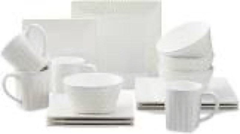 square house 16 piece dinnerware set key west - plates, bowls, and mugs set for 4 - chip and scratch