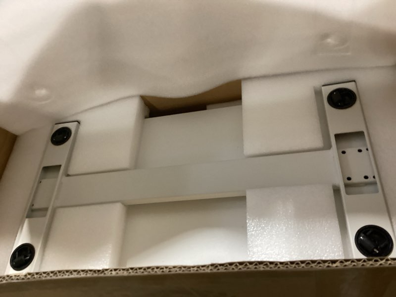 Condition photo showing Good Condition for bizum small electric standing desk bedside table with hidden wheels 31.5 x 15.8 inch adjustable computer laptop office desk, white