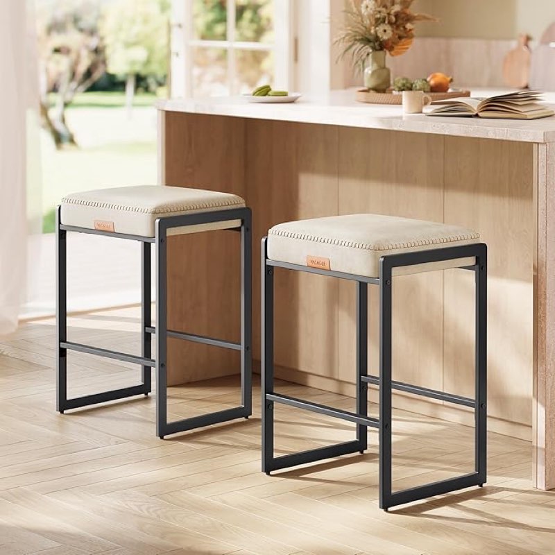 vasagle ekho collection - bar stools set of 2 counter height bar stools, synthetic leather with sti
