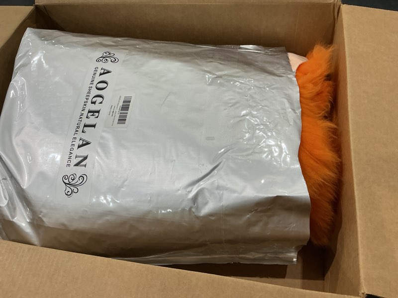 Condition photo showing Good Condition for aogelan fluffy genuine new zealand sheepskin rug double pelt/2'x 6' orange | natural fluffy fuzzy sheepskin fur area rug,chair sofa seat cover,living room,bedroom,pets dogs mat,pray pup mat,yoga mat orange 2' x 6' (double pelt)