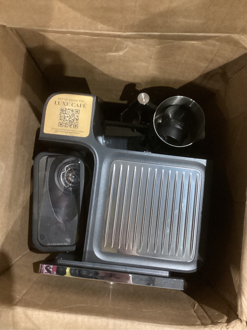 Condition photo showing As Is for Ninja Luxe Café 3-in-1 Espresso, Drip Coffee and Cold Brew Machine | Integrated Coffee Grinder, Milk Frother, Assisted Tamper & Built-In Espresso Accessory Storage | Stainless Steel | ES601 Luxe Cafe Stainless Steel