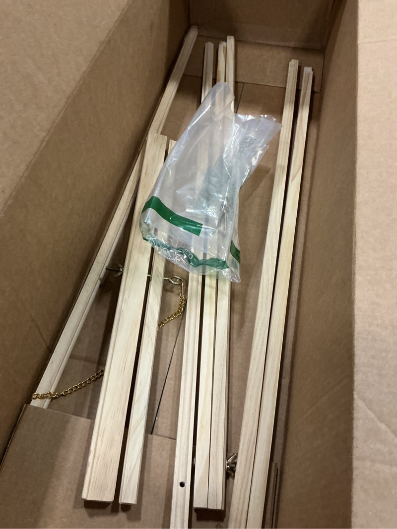 Condition photo showing Good Condition for falling in art 65" a-frame tripod easel stand, wooden display easel with adjustable canvas holder, floor easel for wedding signs, posters, paintings, artwork(natural) 1 pack