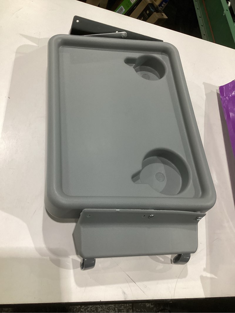 Condition photo showing As Is for (only the tray)dmi walker tray  rollator tray  mobility and walker accessory tray table fits most standard walkers  folding with two cup holders and tool free assembly  16 x 11