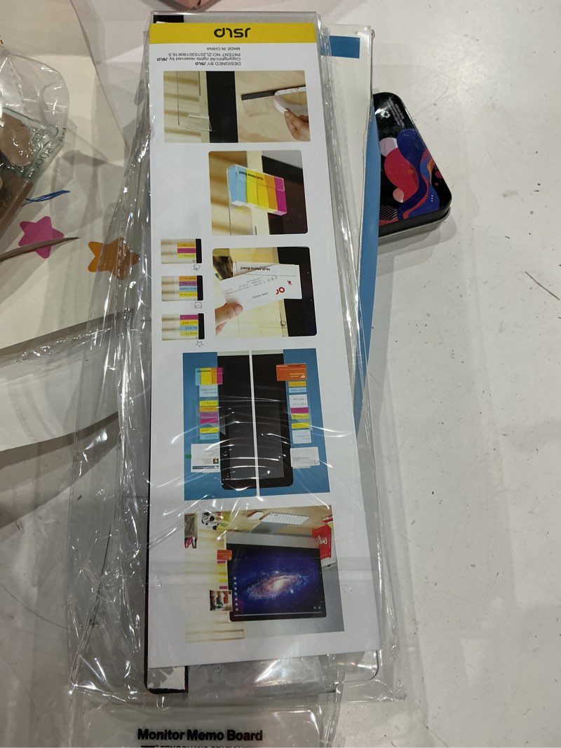Condition photo showing Good Condition for office desk accessories 2pcs computer monitor memo board multifunction message board transparent creative monitor side panel with sticky note holder phone holder suitable for office home work desk monitor memo board 2