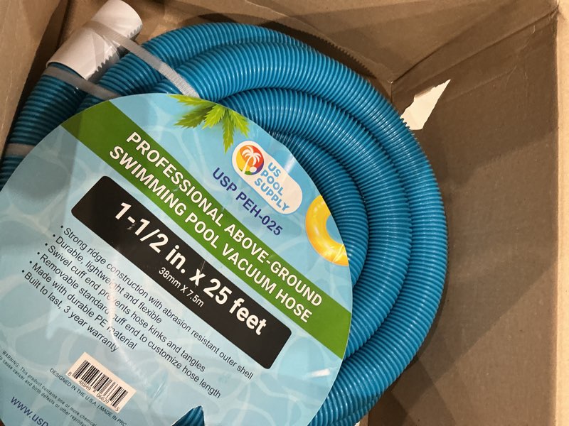 Condition photo showing Good Condition for u.s. pool supply 1-1/2" x 25 foot professional above ground swimming pool vacuum hose with swivel cuff - removable cuff, cut to fit - compatible with filter pumps, filtration systems, chlorinators