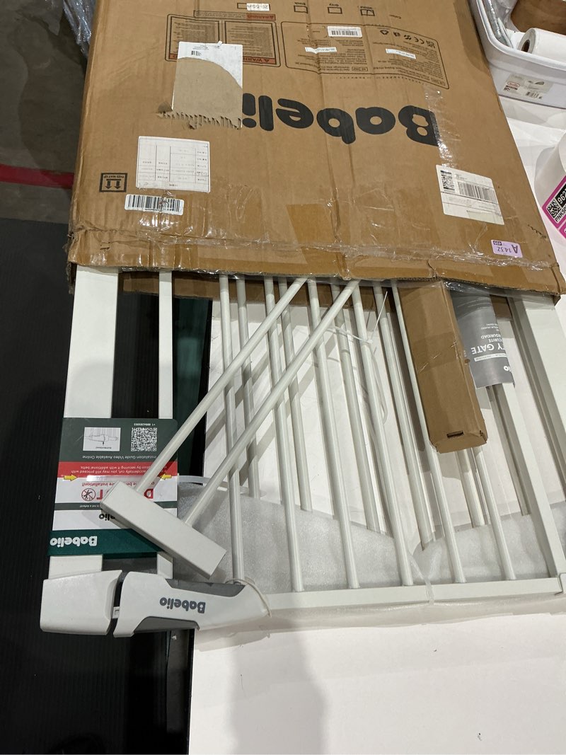 Condition photo showing Good Condition for babelio 29-55 inch extra wide baby/dog gate, pressguard p7, metal auto close, pressure mounted pet door for doorways, no need tools and drilling, with wall cups, white white 30"tall 29"-55" wide